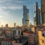 Istanbul, Turkey, Sisli, Cityscape with Big Towers and Apartments in Sunset 2019