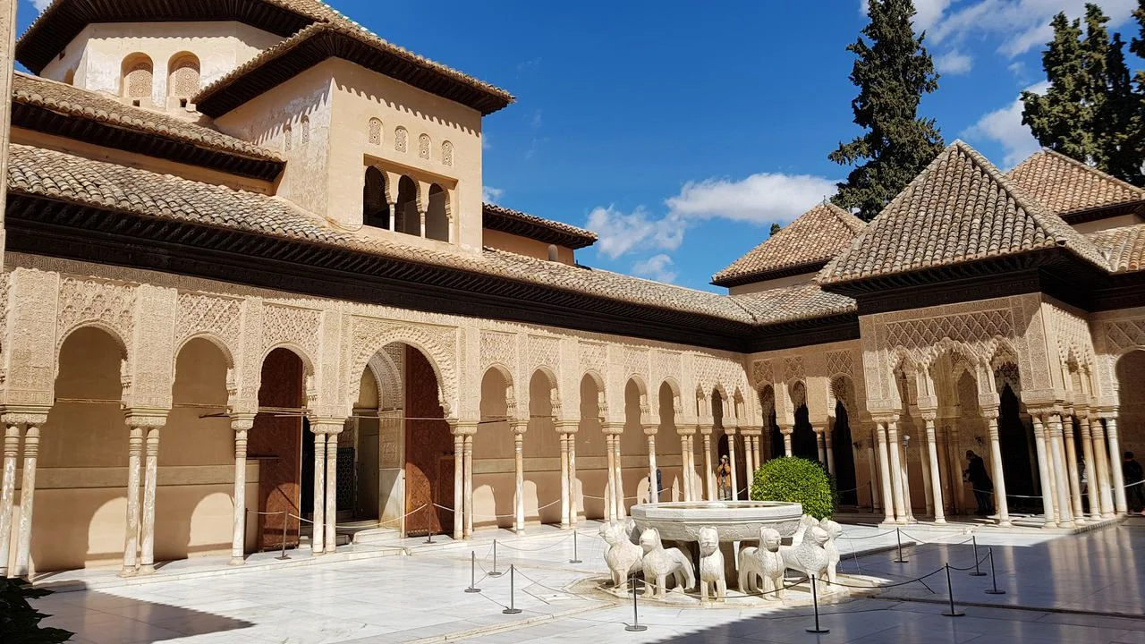 Palace of the Lions – part of Nasrid Palaces at historical Alhambra Palace and fortress complex in Granada, Andalusia.