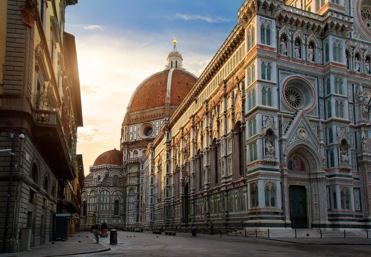 Piazza del Duomo and the Cathedral of Santa Maria del Fiore in Florence, Italy