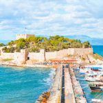 Pigeon Island with a Pirate castle. Kusadasi harbor, Aegean coast of Turkey.