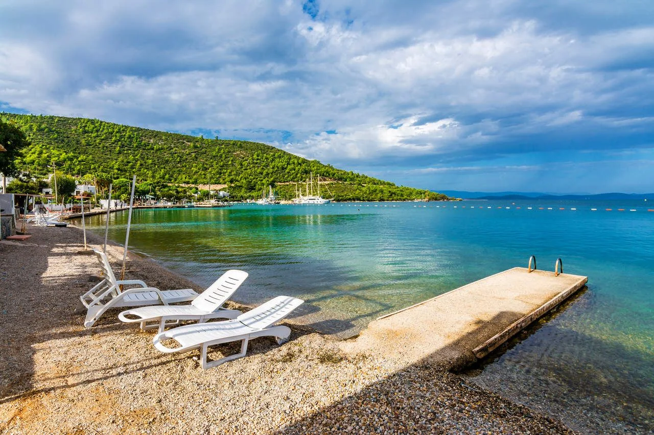 Torba Beach view at winter time in Bodrum Town rs