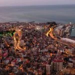 Trabzon city view from Boztepe. Trabzon port and Square, city center. Trabzon, the most popular tourist city of the Black Sea