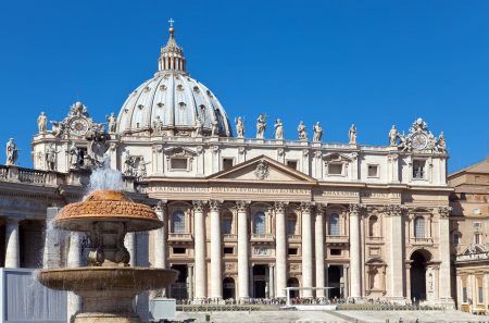 Vatican. A fountain before St. Peter’s Cathedral
