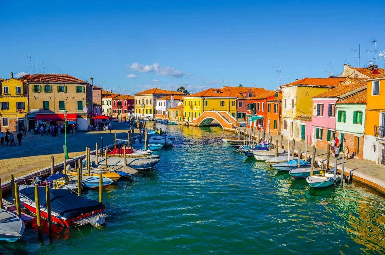 View of a canal on the island of Murano in Italy