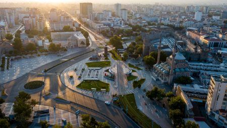 kayseri city center sunrise and historic kayseri castle