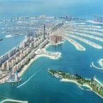 Aerial view of Dubai Palm Jumeirah Island, United Arab Emirates