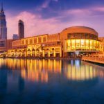 Beautiful view to Dubai city skyline downtown in the dusk, UAE
