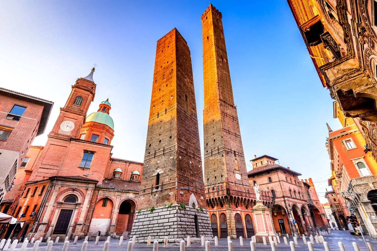 Bologna, Italy – The Two Towers (Due Torri), Asinelli and Garisenda, symbols of Bologna’s medieval towers.
