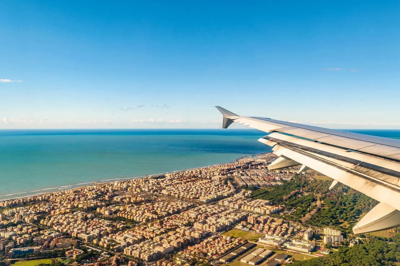 Fiumicino aerial view shot from window plane