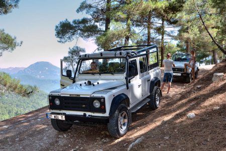 Kemer, Antalya, Turkey – august 26, 2014 Excursion trip in the all-wheel drive vehicles on mountain roads.