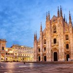 Night at the Duomo of Milan Cathedral in Italy