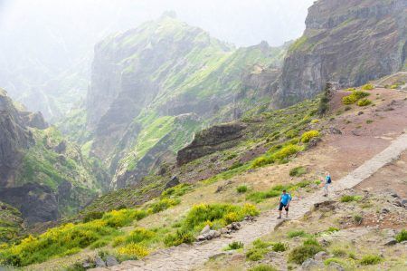 Winding mountain trekking path at Pico do Areeiro, Madeira, Portugal