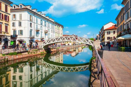 he Naviglio Grande canal in Milan