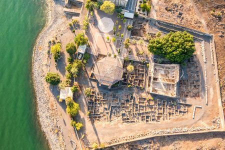 Aerial view of Capernaum, Town of Jesus, Galilee, Israel