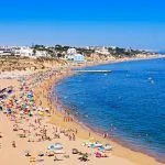 Albufeira city beach, Algarve region, south Portugal