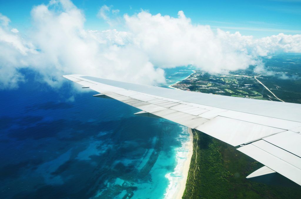 Beautiful aerial view from an airplane over Punta Cana, Dominican Republic