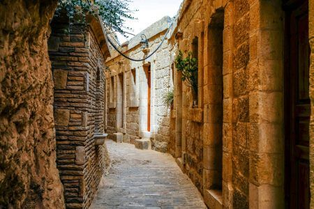 Monastery of the Temptation. Greek Orthodox monastery located on the cliffs near Jericho, Place of temptation of Christ. Palestine
