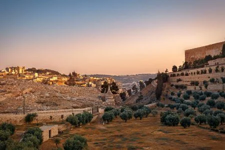 Mount of Olives Jerusalem Cemetery. Sunset.