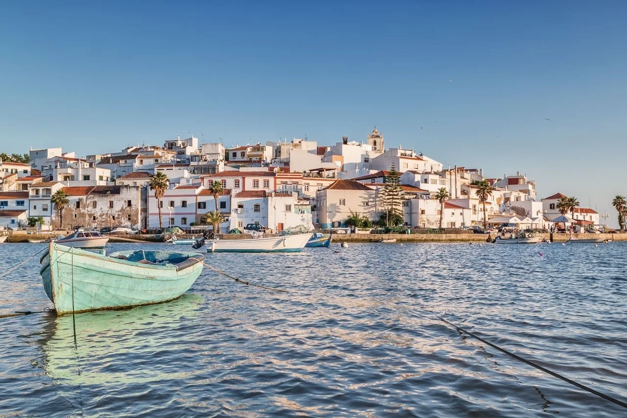 Old sea town of Ferragudo. With the boat in the foreground