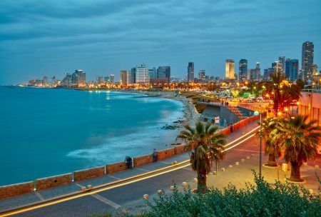 Tel Aviv, Israel. After sunset, the view from Jaffa