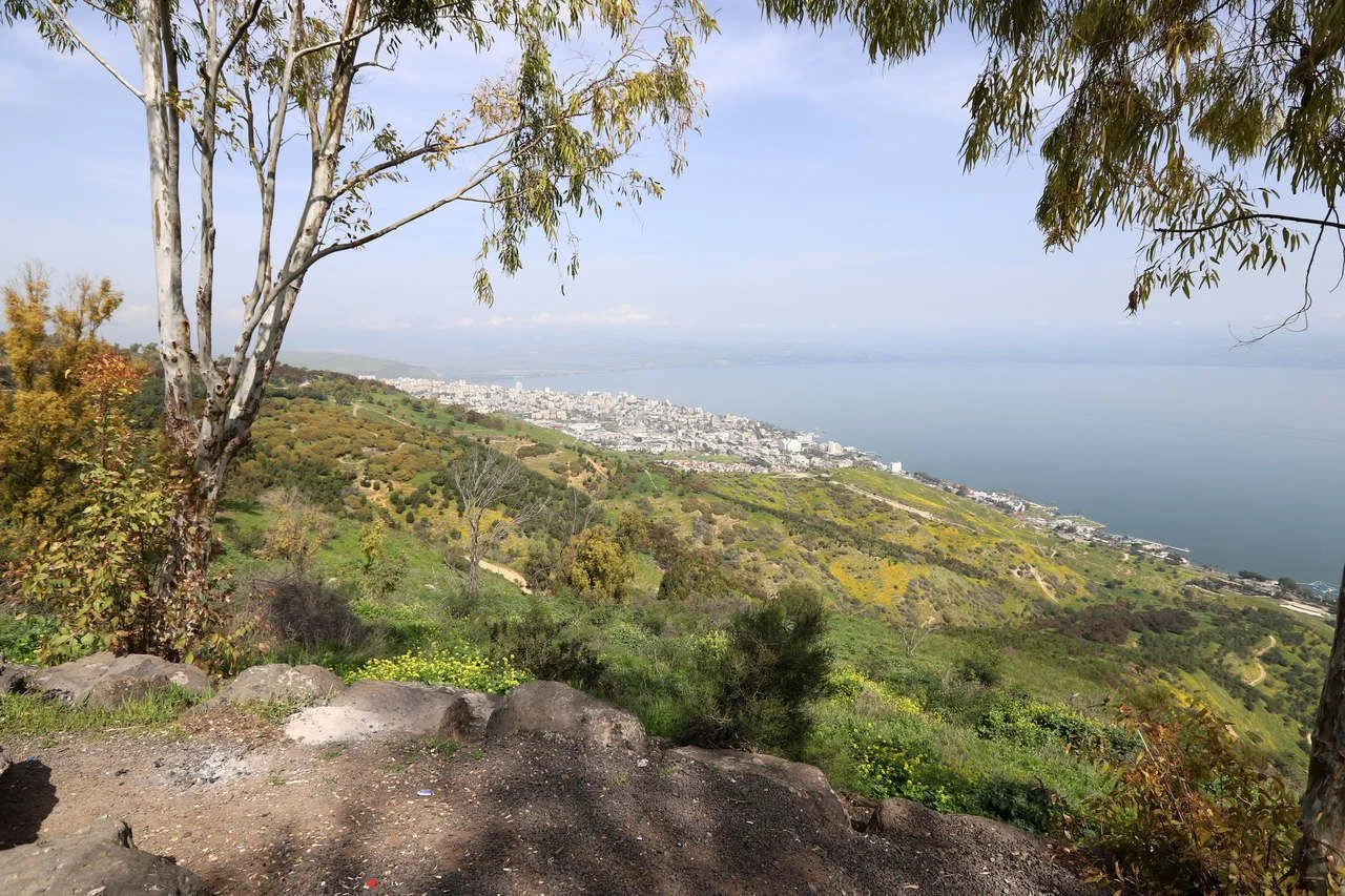 Tiberias – a city on the west coast of the Sea of Galilee on a cloudy day