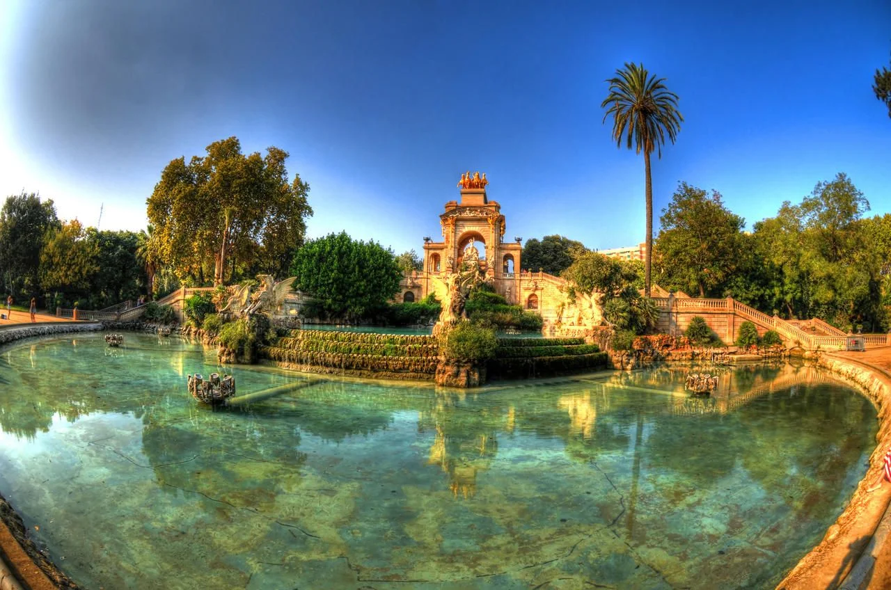 The beautiful fountain at Parc de la Ciutadella is a park on the northeastern edge of Ciutat Vella, Barcelona, Catalonia in HDR