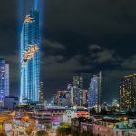 BANGKOK -THAILAND 29 AUGUST, 2016 Mahanakhon bangkok rising lightshow, MahaNakhon is now officially the Tallest At 314 meters, B