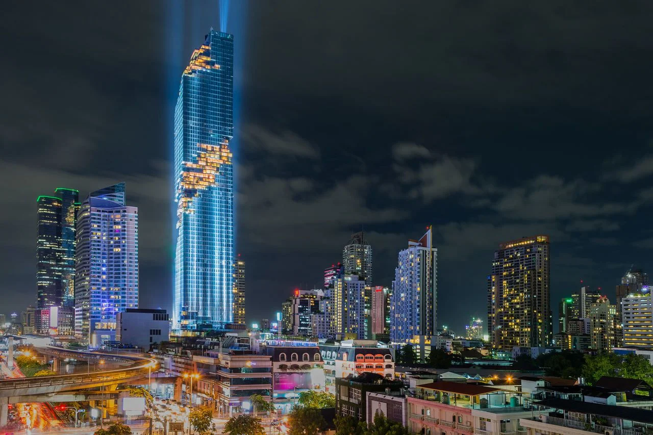 BANGKOK -THAILAND 29 AUGUST, 2016 Mahanakhon bangkok rising lightshow, MahaNakhon is now officially the Tallest At 314 meters, B