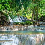 Beautiful and Breathtaking green waterfall, Erawan’s waterfall, Located Kanchanaburi Province, Thailand
