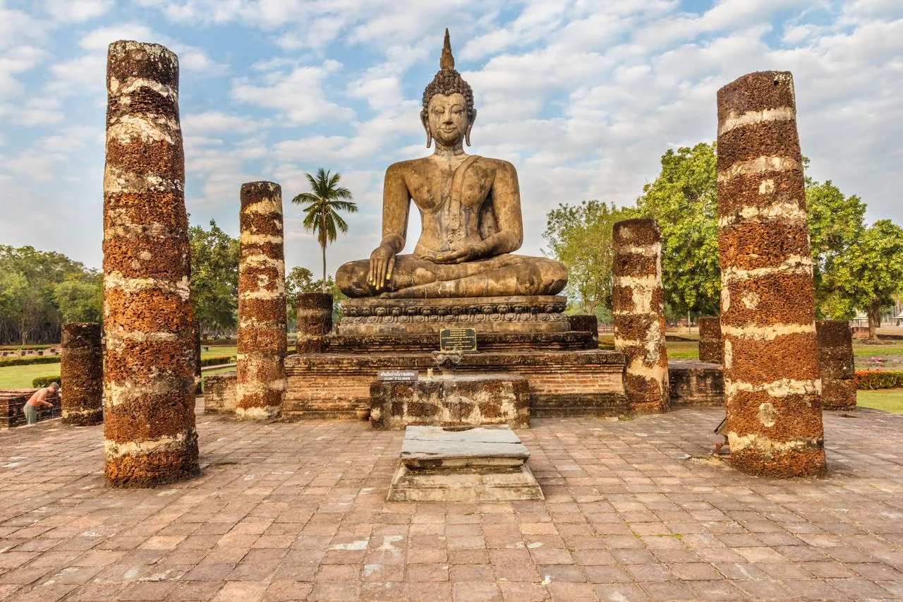 Buddha statue, Wat Mahathat, Sukhothai Historical Park, Thailand