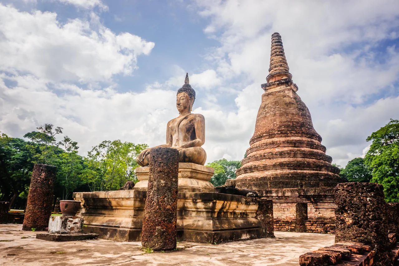 Buddha statue sitting in the Sukhotai Historical Park, Thailand