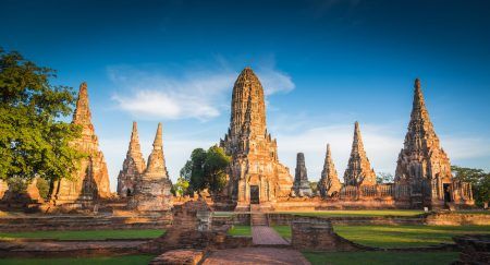 Landscape Ayutthaya Historical Park in Ayutthaya. The famous temple of the equivalent human Thailand.