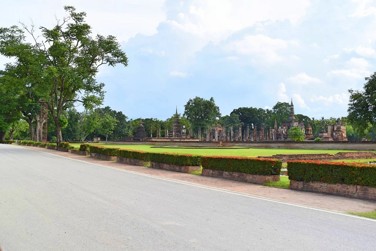 View of historical park in Thailand, world heritage by UNESCO. This image was blurred or selective focus.