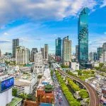 View of the city of Bangkok and the metro station Thailand