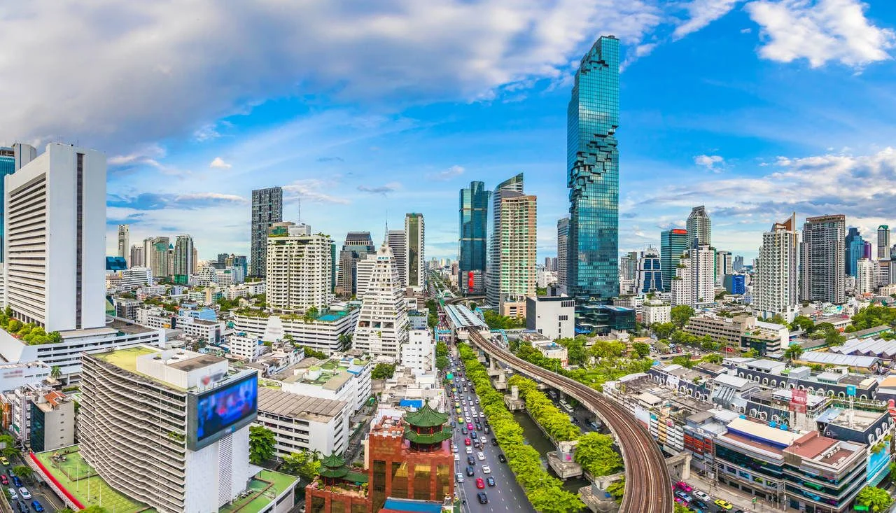 View of the city of Bangkok and the metro station Thailand