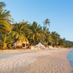White sand beach in Koh Chang, a popular island on the gulf of Thailand in Thailand.