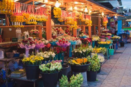 flowers at the market in Thailand