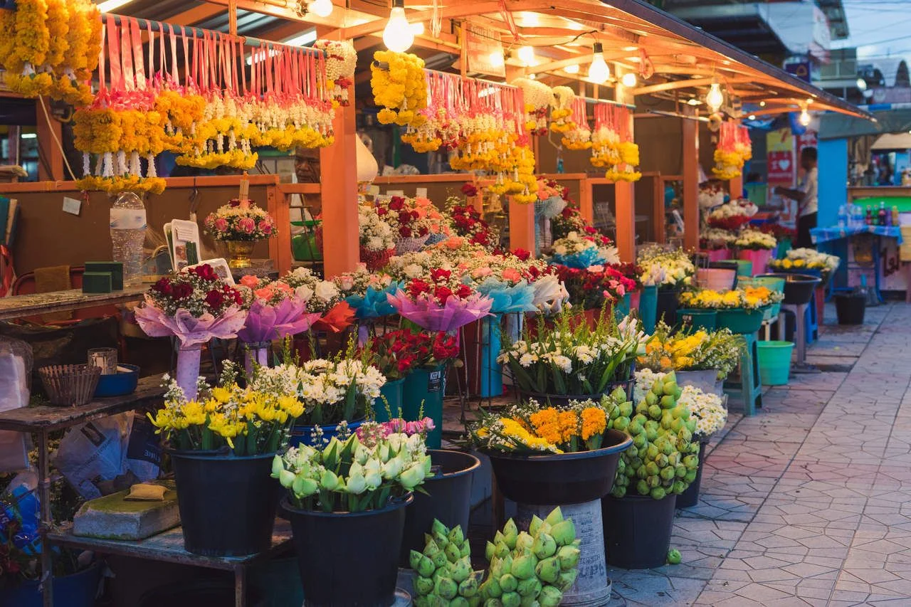 flowers at the market in Thailand