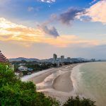 sun set time at Hua-Hin beach in Thailand