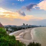 sun set time at Hua-Hin beach in Thailand
