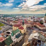 Lublin old town with a bird’s eye view. Tourist attractions and sights Lublin.
