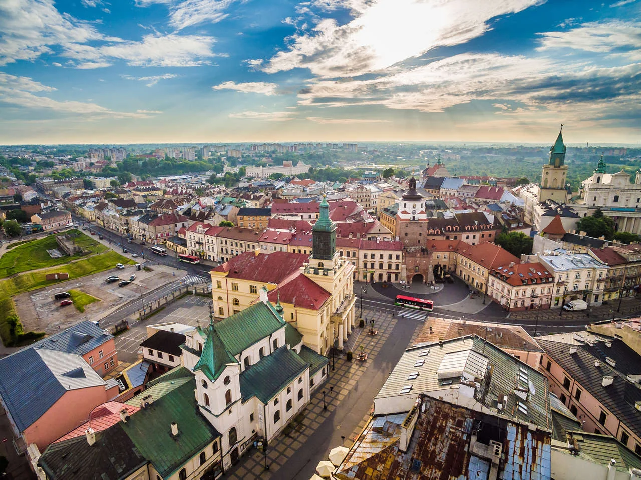 Lublin old town with a bird’s eye view. Tourist attractions and sights Lublin.