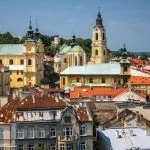 polish historical city of Przemysl from a tower, cityscape of the tourist historic center