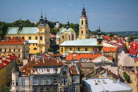 polish historical city of Przemysl from a tower, cityscape of the tourist historic center