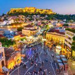 Athens, Greece – Night picture of Athens from above, Monastiraki Square and the ancient Acropolis.