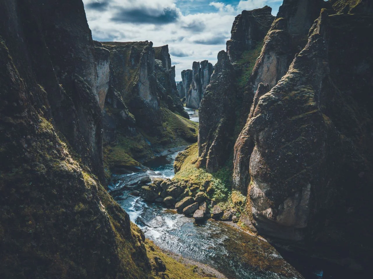 Fjaðrárgljúfur Canyon on the South Coast of Iceland