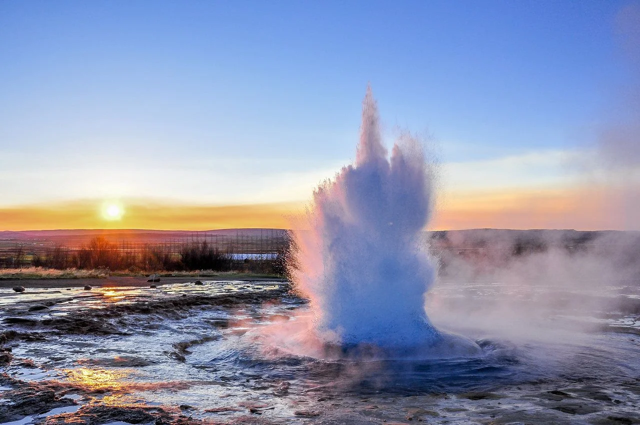 Geysir in the morning, Iceland