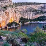 Lake Vouliagmeni near south Athens, Greece, after sunset