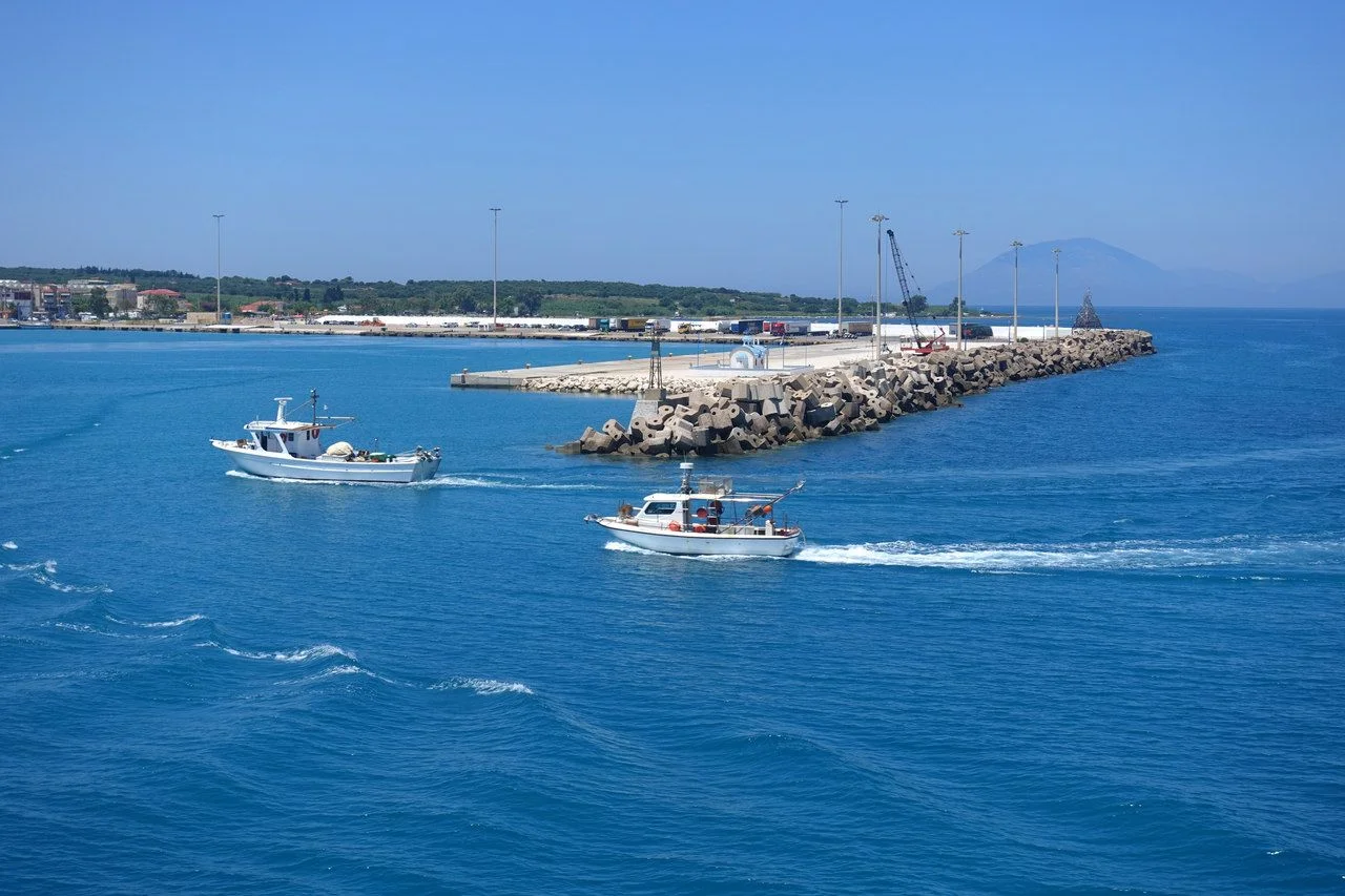 Photo from famous port of Kilini where ships cruise to islands of Zakynthos and Cefalonia, Peloponnese, Greece