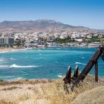 view to the beach and port of Rafina city in Greece